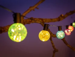 Lyskæde Kugler med diamanteffekt LED Ø5 cm 10 stk.
