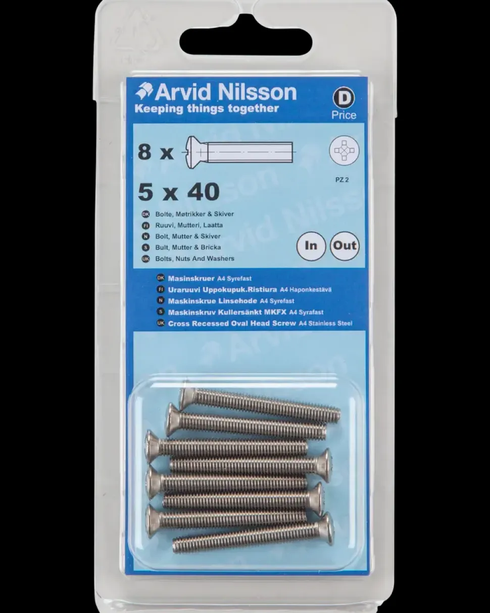 Maskinskrue A4 LH M5 x 40 mm 8-pak