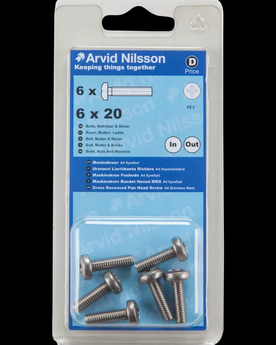 Maskinskrue A4 PH M6 x 20 mm 6-pak