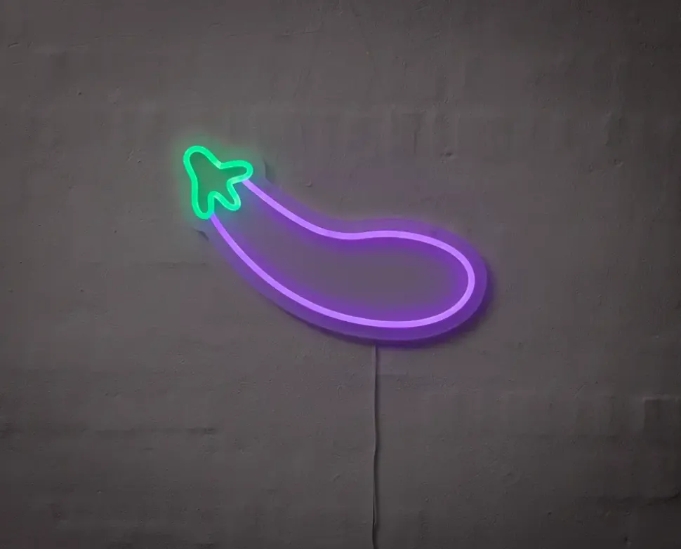 Neonskilt Aubergine H. 38 x B. 22 cm