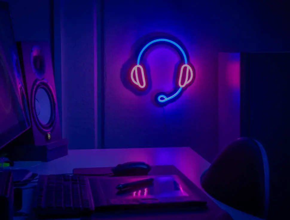 Neonskilt Headset H. 28 x B. 28 cm