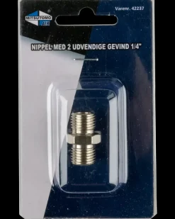 Nippel med 2 udvendige gevind 1/4"
