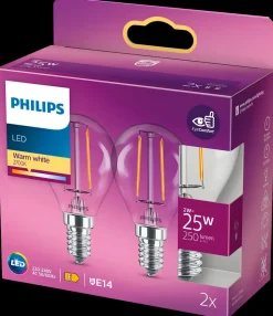 PHILIPS LED-filamentpære 2W E14 2-pak