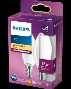 PHILIPS LED-pære 2,2W E14 B35 2-pak