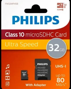 PHILIPS Micro SDXC kort - 32GB med SD adapter