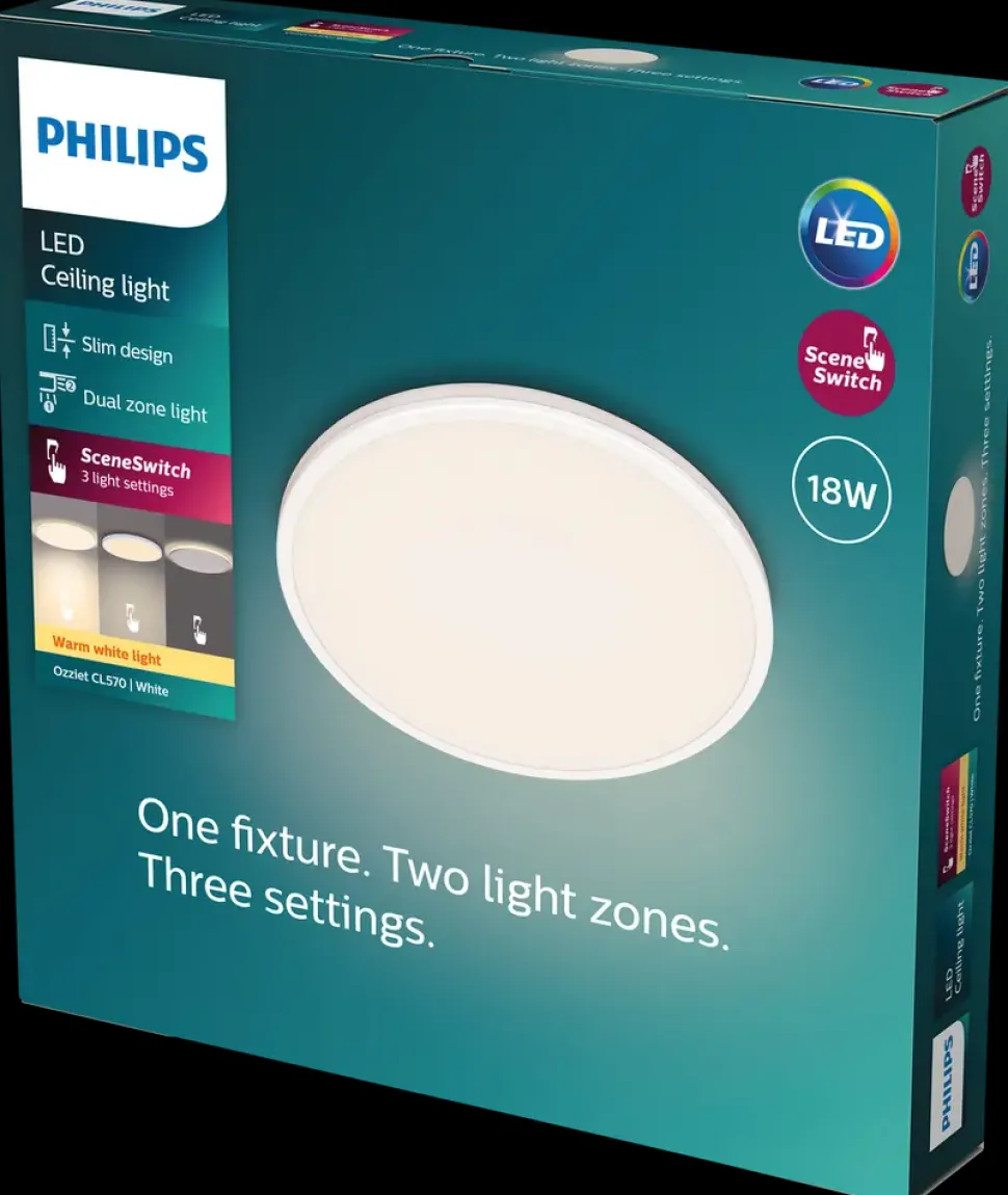 PHILIPS Plafond Ozziet 3-trin Ø30 cm 18W - hvid