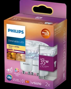 PHILIPS Reflektorpære 2,6W GU10 dæmpbar 2-pak