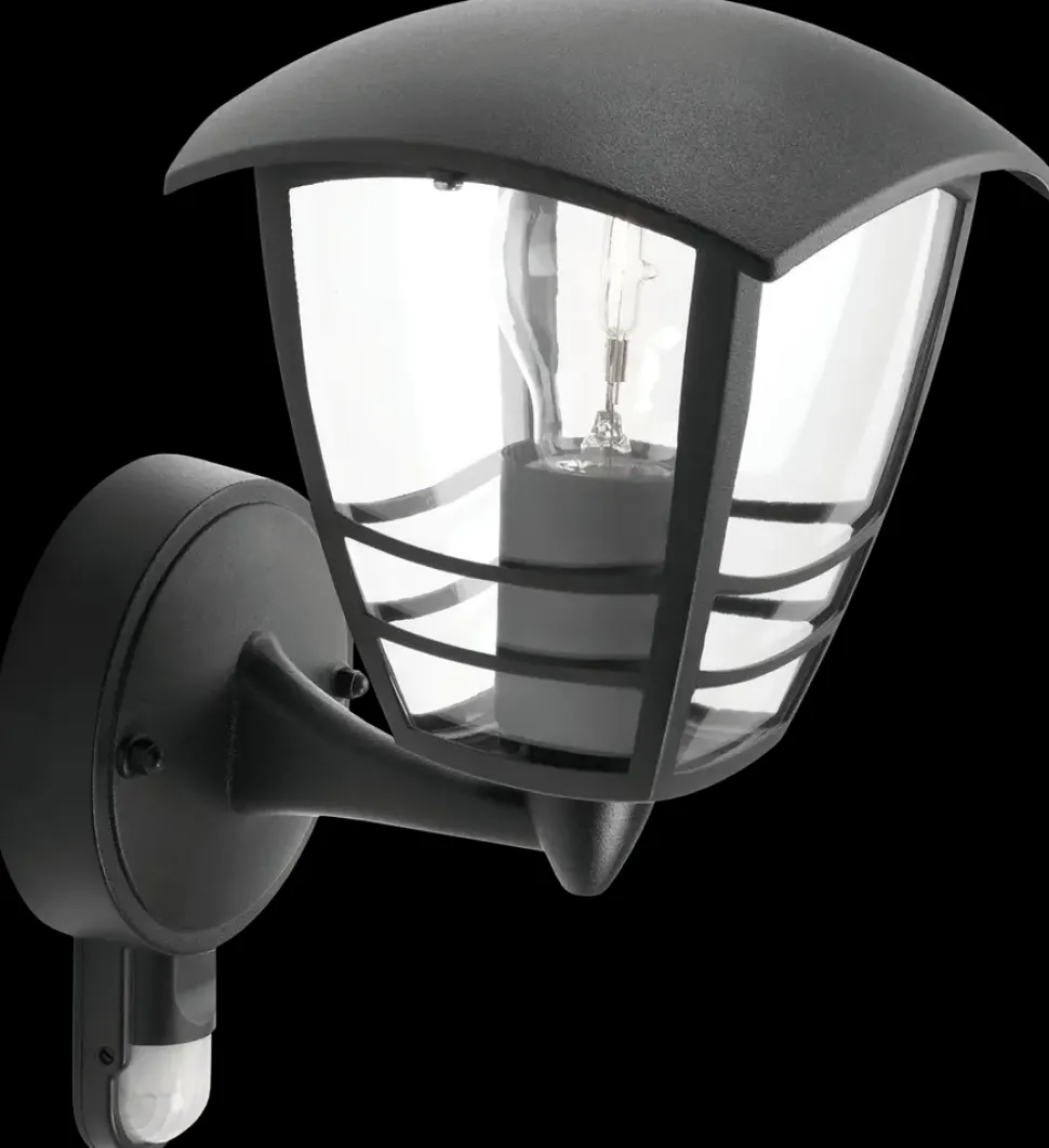 PHILIPS Væglampe Creek up med sensor E27 - sort