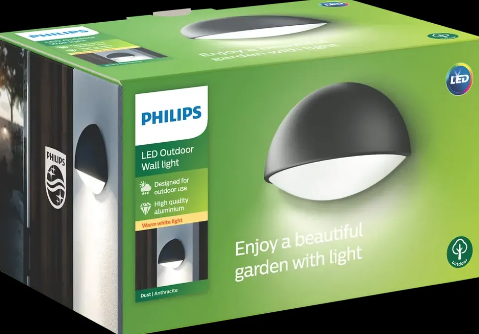 PHILIPS Væglampe Dust - antracitgrå