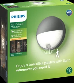 PHILIPS Væglampe med sensor Capricorn Ø21,4cm 6W - Grå