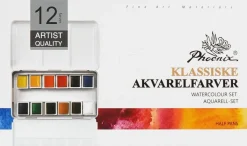 Phoenix Akvarelfarver 12 stk. - klassisk