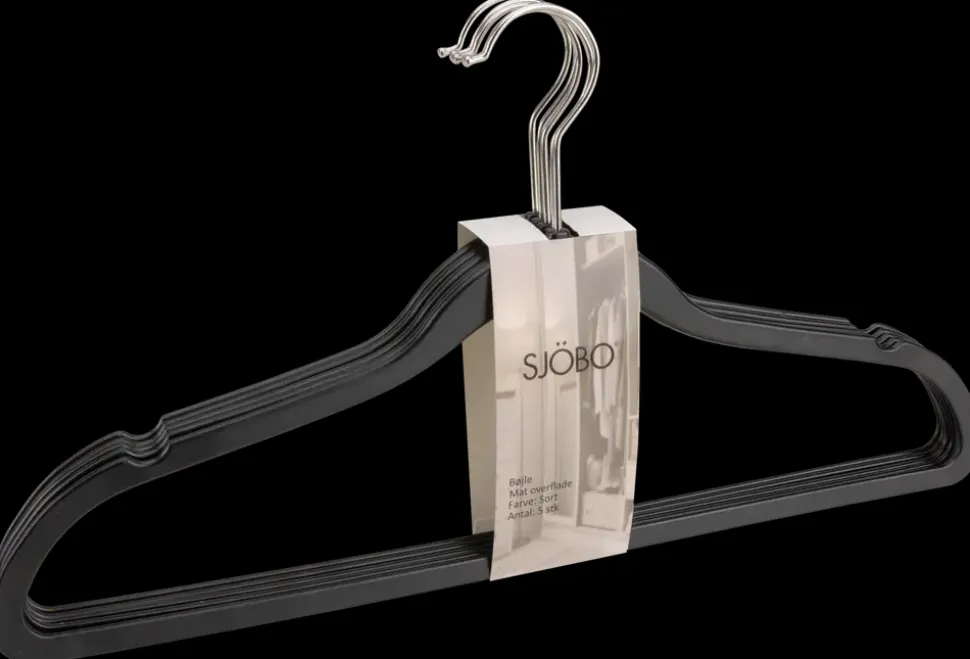 Plastbøjler sort 5-pak