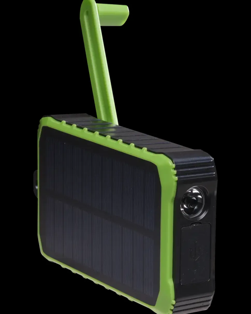 Powerbank med Solcelle og Håndsving