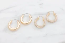 Øreringe chunky hoop 2 par - guld