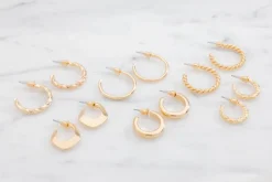 Øreringe hoop 6 par - guld
