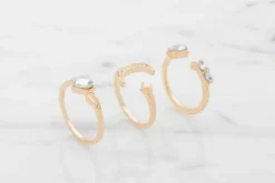 Ring måne og stjerner 3 stk. - guld