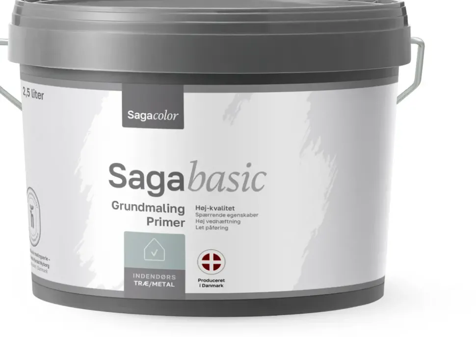 Sagabasic Spærre- & Grundmaling - Hvid 2,5 liter