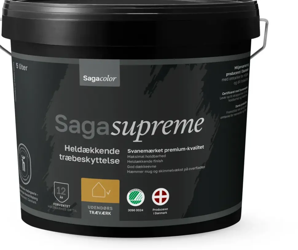 Sagasupreme Heldækkende Træbeskyttelse - Hvid 5 liter