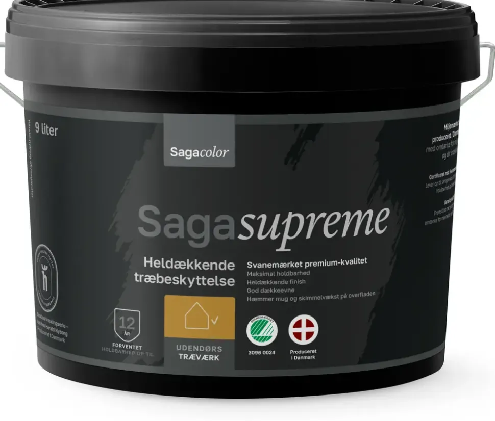 Sagasupreme Heldækkende Træbeskyttelse - Hvid 9 liter