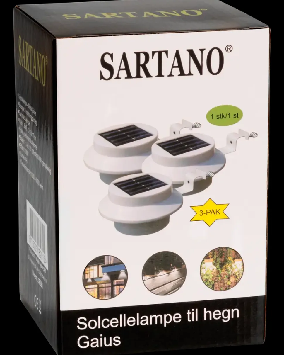 Sartano Solcellelampe til hegn Gaius 3-pak