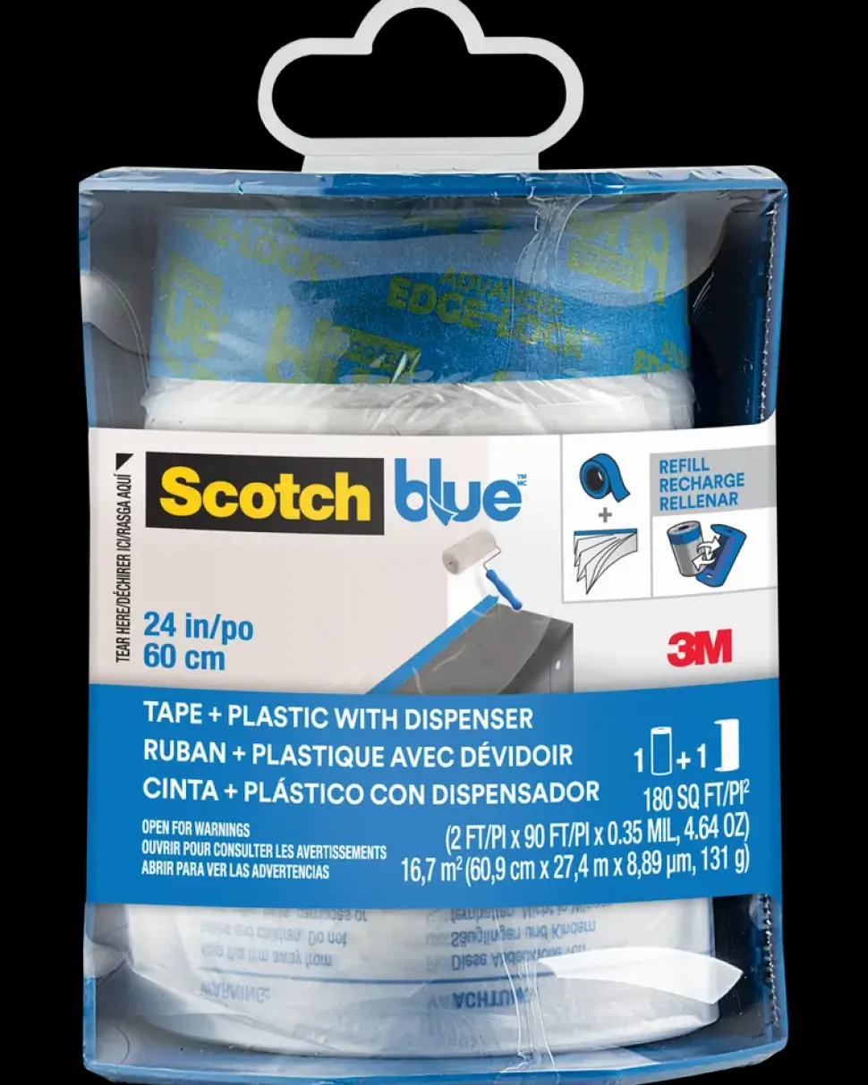 ScotchBlue™ Afdækningsplast Dispenser med tape - 60,9 cm x 27,4 meter