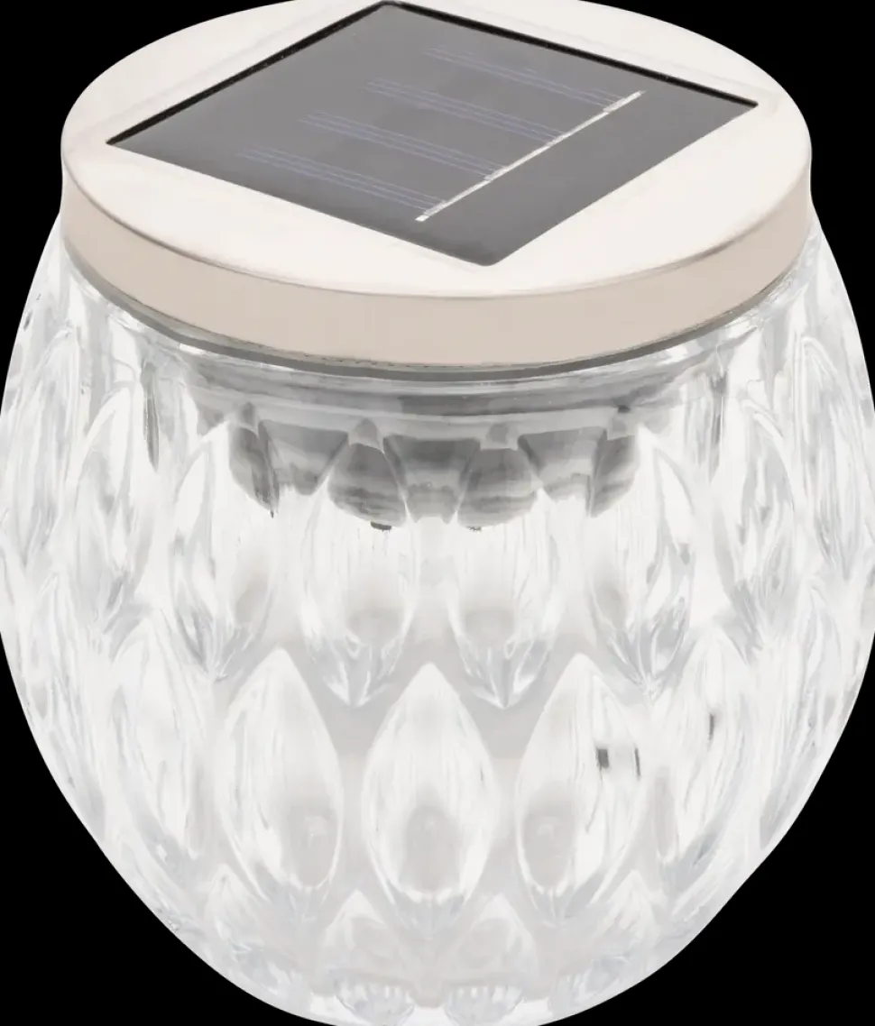 Solcellelampe glas H. 10 cm - assorteret