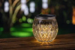Solcellelampe glas H. 10 cm - assorteret