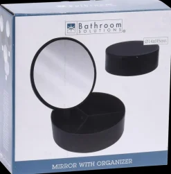 Spejl med organizer Ø14 cm - assorterede farver