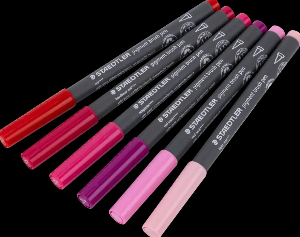 Staedtler Pensel tusch pigmentart rød/pink 6-pak
