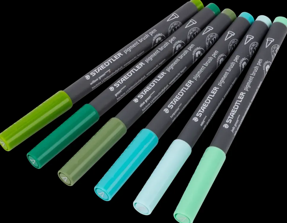 Staedtler Pensel tusch pigmentart grøn 6-pak