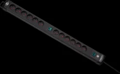 Stikdåse 2 x 6 udtag - sort