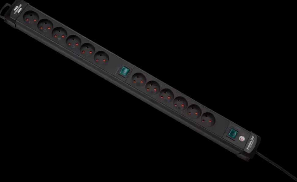 Stikdåse 2 x 6 udtag - sort