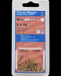 Træskrue messing 3 x 16 mm 20-pak
