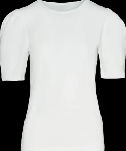 T-shirt med pufærmer - Hvid