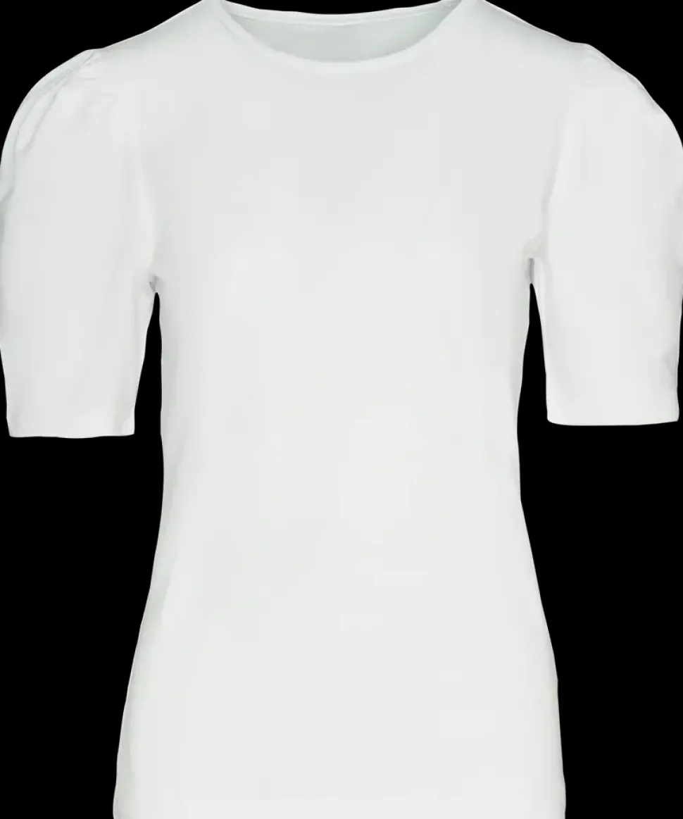 T-shirt med pufærmer - Hvid