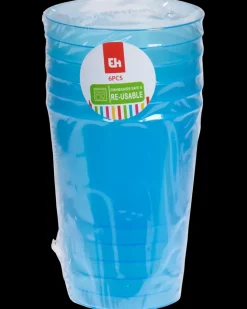 Vandglas 28 cl genanvendelig 6-pak - forskellige farver